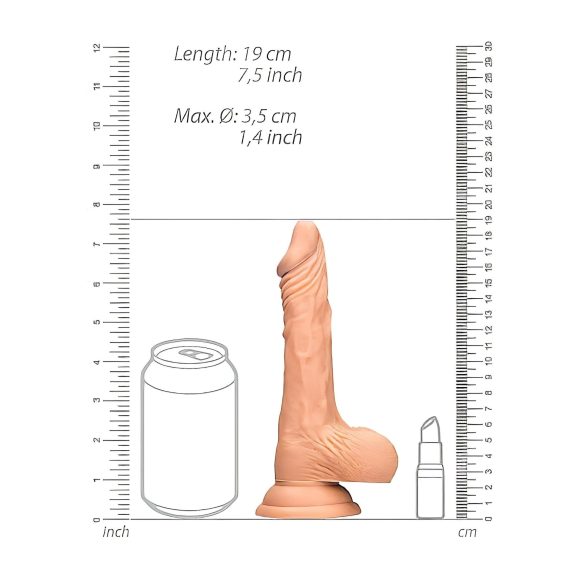 RealRock Dong 7 - Lebensechter Dildo mit Hoden (17cm) - Natur