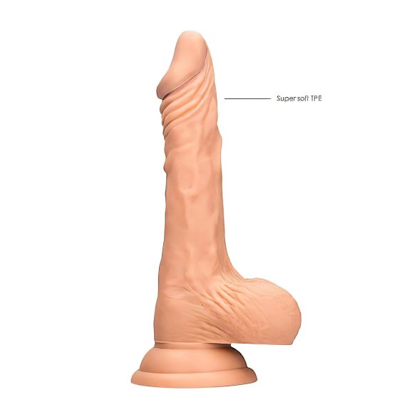 RealRock Dong 8 - naturgetreuer, realitätsnaher Dildo mit Hoden (20 cm) - hautfarben
