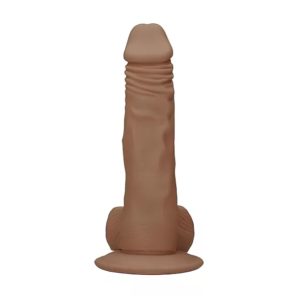RealRock Dong 10 - Realistischer, skrotaler Dildo (25cm) - Dunkel Natur