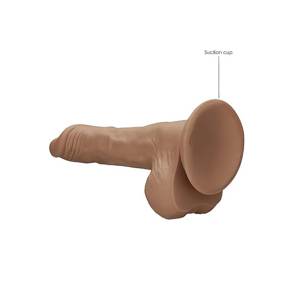 RealRock Dong 10 - Realistischer, skrotaler Dildo (25cm) - Dunkel Natur