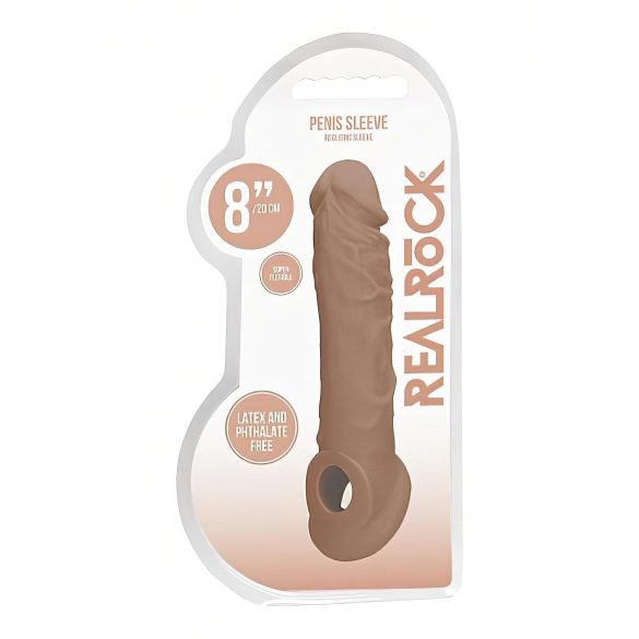 RealRock Penis Sleeve 8 - Penishülle (21cm) - dunkler Naturton