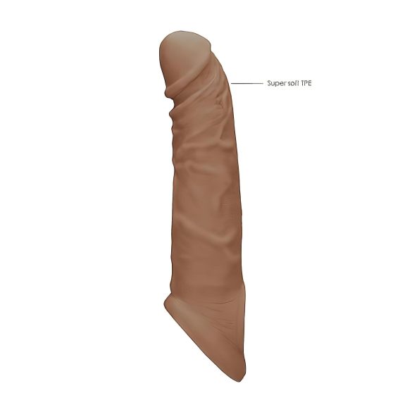 RealRock Penis Sleeve 8 - Penishülle (21cm) - dunkler Naturton