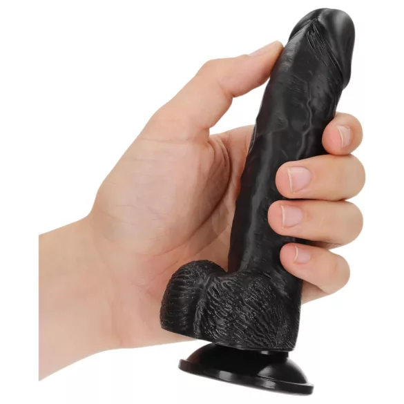 RealRock - Dildo mit Saugnapf und Hoden - 15,5 cm (schwarz)