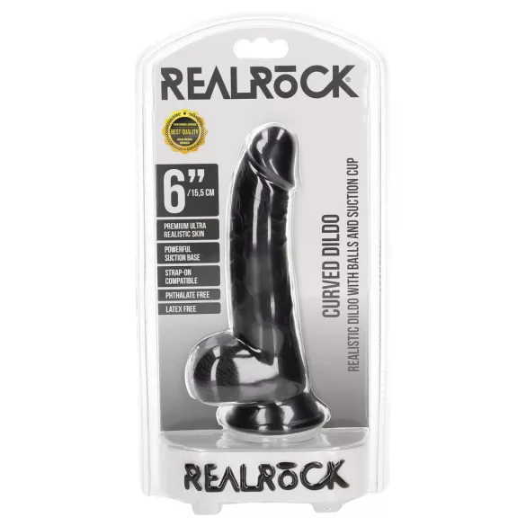 RealRock - Dildo mit Saugnapf und Hoden - 15,5 cm (schwarz)
