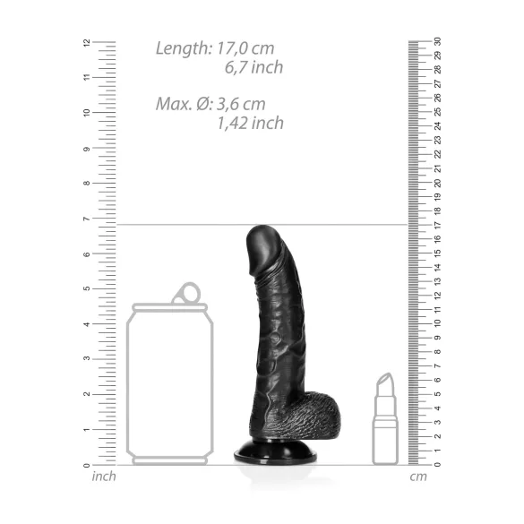 RealRock - Dildo mit Saugnapf und Hoden - 15,5 cm (schwarz)