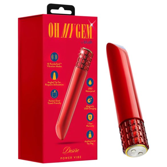 Oh My Gem - Akku-Lippenstiftvibrator (Rot)