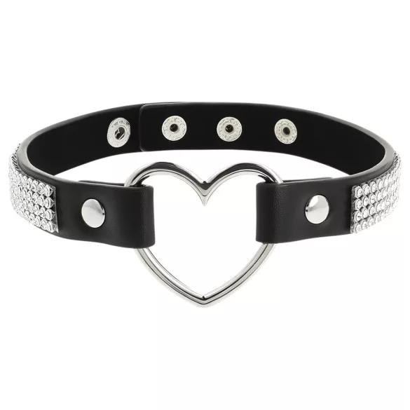 Coquette - Strass-Choker mit Herzanhänger (schwarz)
