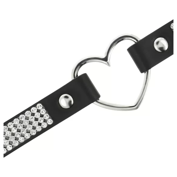 Coquette - Strass-Choker mit Herzanhänger (schwarz)
