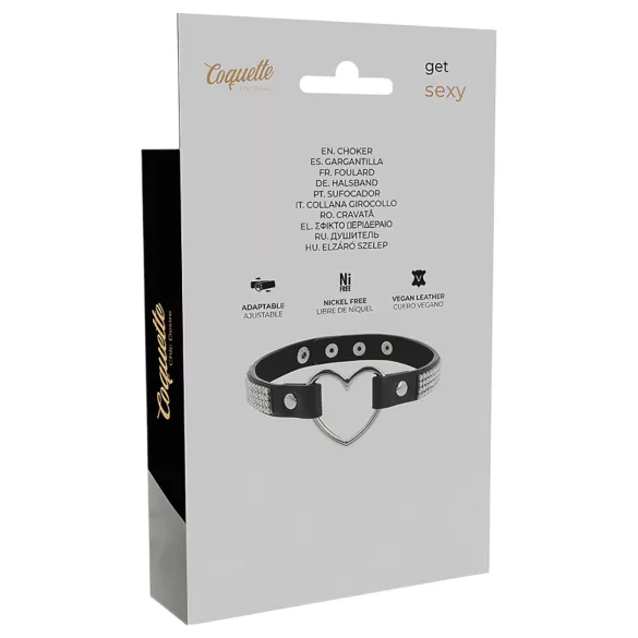 Coquette - Strass-Choker mit Herzanhänger (schwarz)