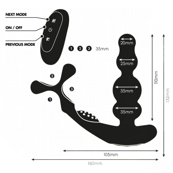 Addicted Toys - rotierender Analdildo mit Penisring (schwarz)