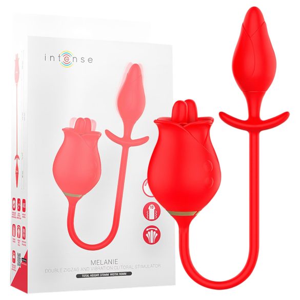 Intense Melanie - 2in1 Beweglicher Zungenklitoris-Stimulator Vibrator (Rot)