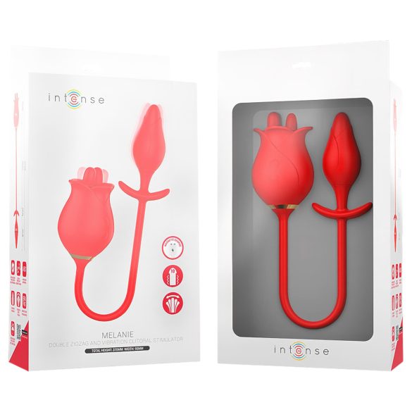 Intense Melanie - 2in1 Beweglicher Zungenklitoris-Stimulator Vibrator (Rot)