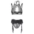 Adalet Evelyn - 3-teiliges Spitzen-Unterwäsche-Set (schwarz) - L/XL