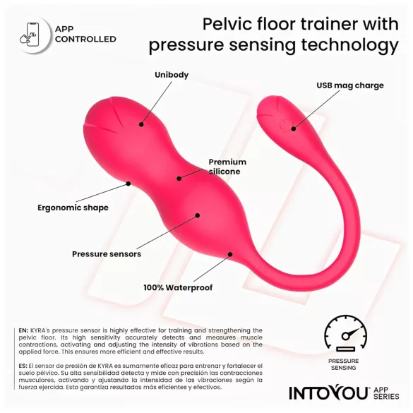INTOYOU Kyra Pelvic - App-gesteuerte vibrierende Liebeskugel (Pink)