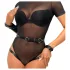 Adalet Jimena - Veganer Leder-Harness mit Fesseln (Schwarz)