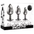 Evolved Black Gem - Metall Analdildo-Set mit schwarzem Stein (Silber)