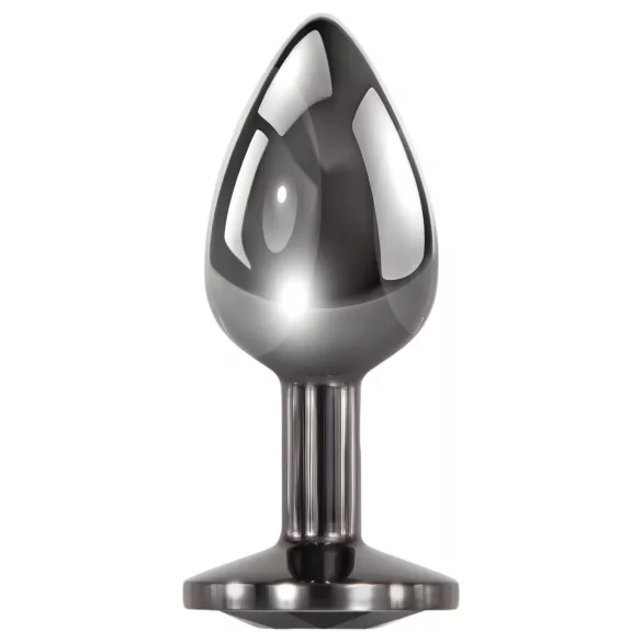 Evolved Black Gem - Metall Analdildo-Set mit schwarzem Stein (Silber)