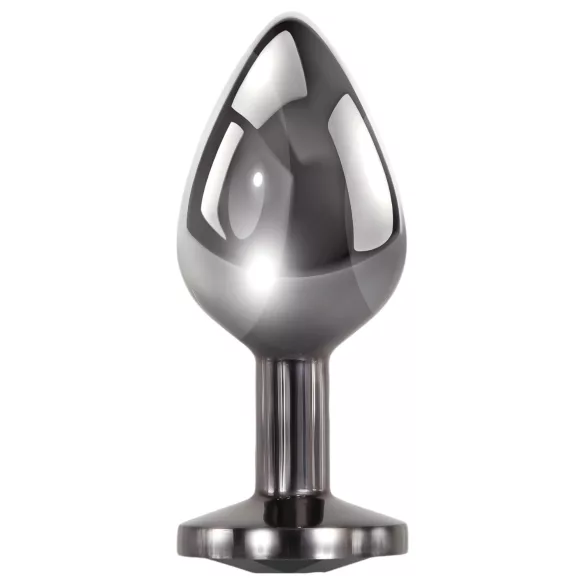 Evolved Black Gem - Metall Analdildo-Set mit schwarzem Stein (Silber)