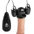 XR Brands - Trinity - Peniskopf-Vibrator mit Doppel-Ei-Hülle (schwarz-silber)