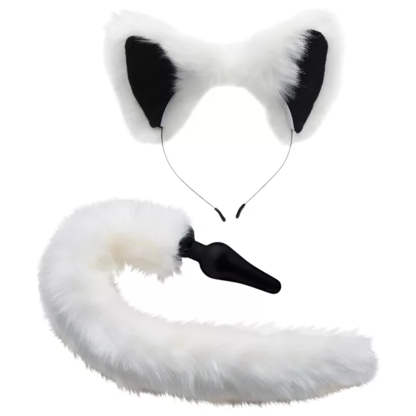 TAILZ - Fuchs Analkplug und Stirnband (schwarz-weiß)