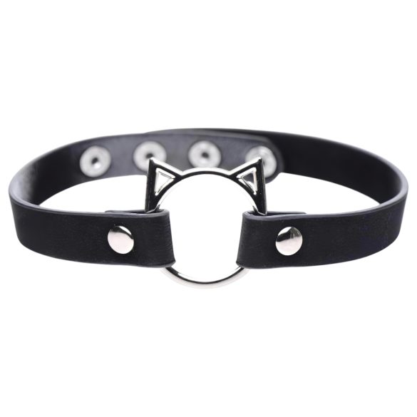 Master Series Kinky Kitty - Halsband mit Katzenkopf-Ring (Schwarz)