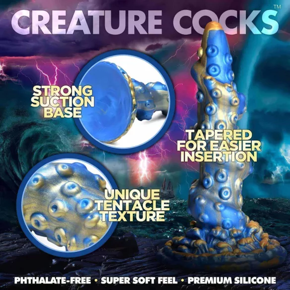 Creature Cocks Kraken - Spiral-Oktopus-Dildo - 21cm (Gold-Blau)