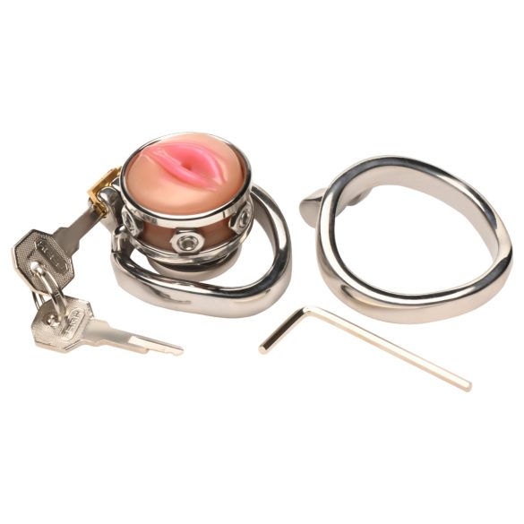 XR Brands - Peniskäfig mit künstlicher Vagina (silber)