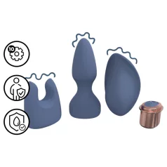 Loveline - Vibrator-Set mit austauschbarem Kopf (blau-grau)