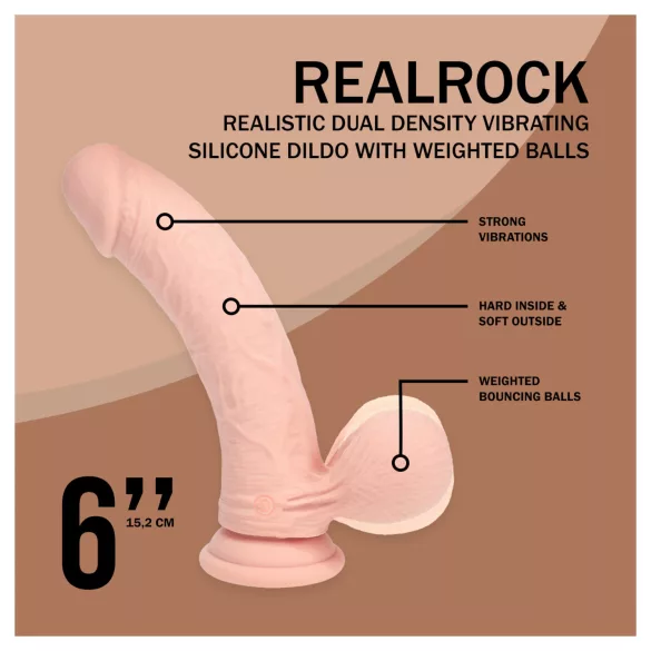 RealRock - naturgetreuer Vibrator mit doppelter Dichte (hautfarben) - 15 cm