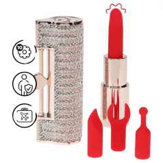   Loveline Angel - Lippenstift-Vibrator mit 4 Aufsätzen (rosa)