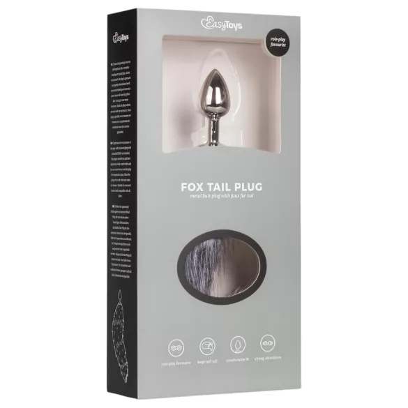Easytoys Fox NO5 - Metall Anal Plug mit Fuchsschwanz (Silber-Silber)