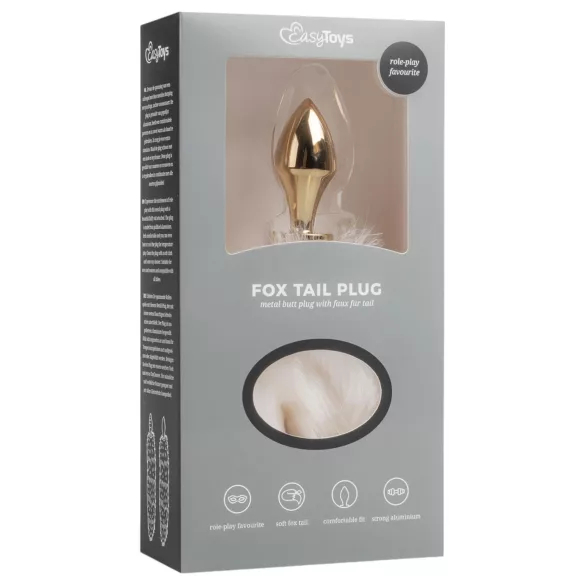 Easytoys Fox NO13 - Metall Analplug mit Fuchsschwanz (gold-weiß)