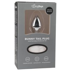  Easytoys Bunny NO1 - Metall Analplug mit Hasenschwanz (silber-weiß)