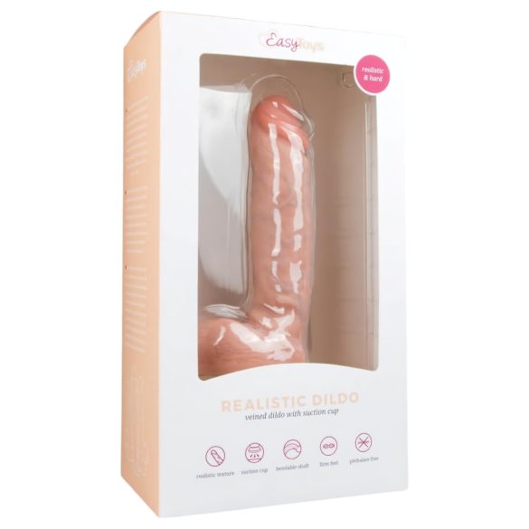 Easytoys - Saugnapf Dildo, natur mit Hoden (22,5cm)