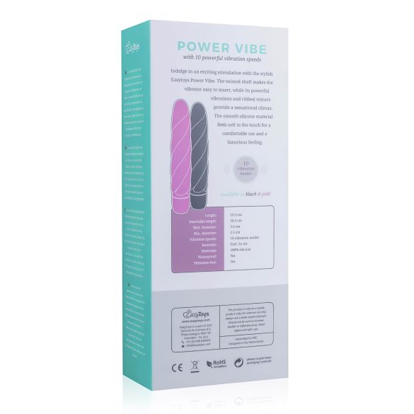 Easytoys Power Vibe - Gewundener Silikon-Vibrator (schwarz)