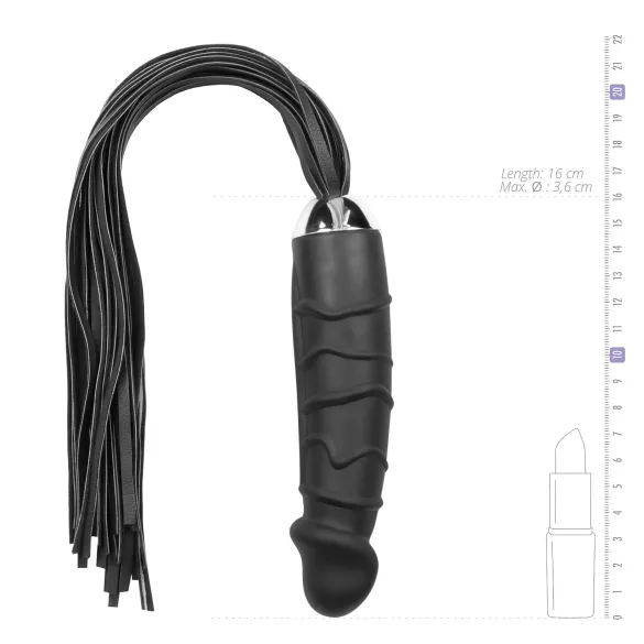 Easytoys Flogger - Peitsche und Silikon-Dildo in einem (schwarz)