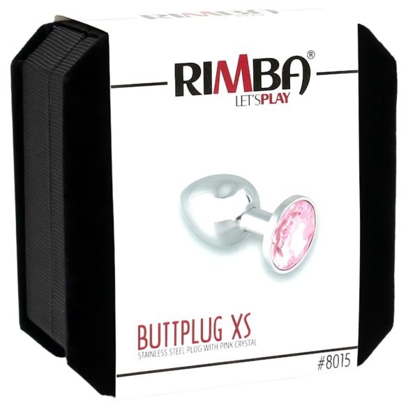 Rimba XS - Pink Kristall, Metall Analplug (Silber)