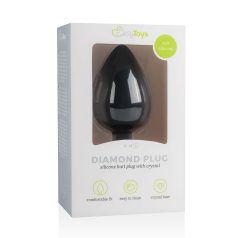   Easytoys Diamond - Anal Plug mit weißem Stein (groß) - Schwarz