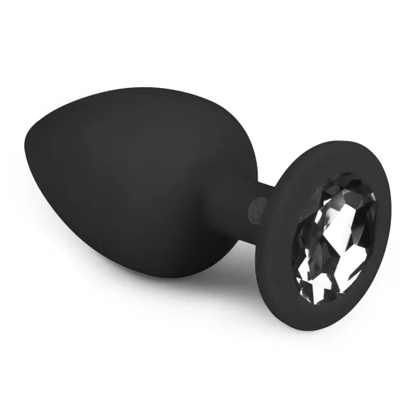 Easytoys Diamond - Anal Plug mit weißem Stein (groß) - Schwarz