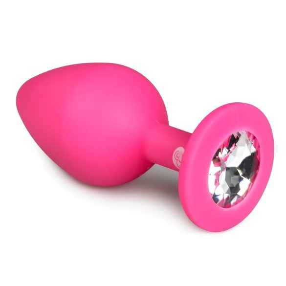Easytoys Diamond - Analdildo mit weißem Stein (mittel) - pink