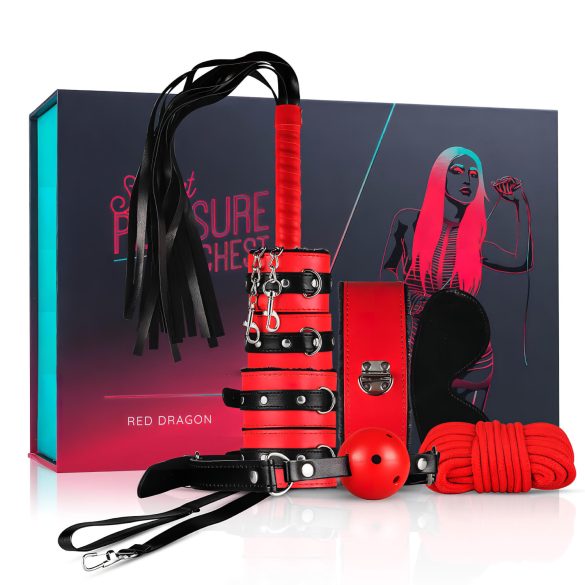 Secret Pleasure Chest - Fortgeschrittenes BDSM-Set - 10-teilig (rot)