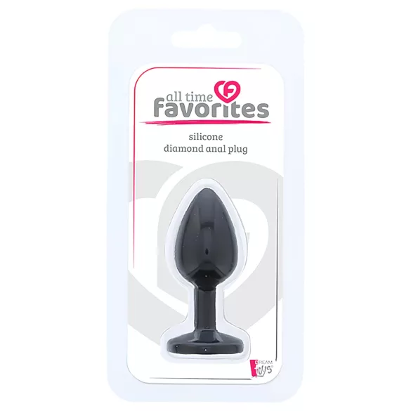 All time Favorites - Silikon Analplug mit lila Stein (schwarz)