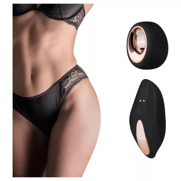 Pantyrebel - wiederaufladbarer, ferngesteuerter, vibrierender schwarzer Slip (S-L)