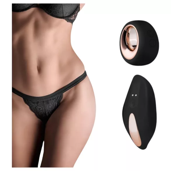 Pantyrebel - Akku-betriebener, kabelloser Vibrations-Slip, schwarzer Tanga (S-L)