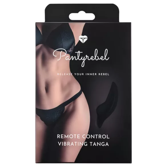 Pantyrebel - Akku-betriebener, kabelloser Vibrations-Slip, schwarzer Tanga (S-L)