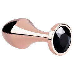   Rosy Gold Butt Plug - Analplug mit schwarzem Stein (Roségold)