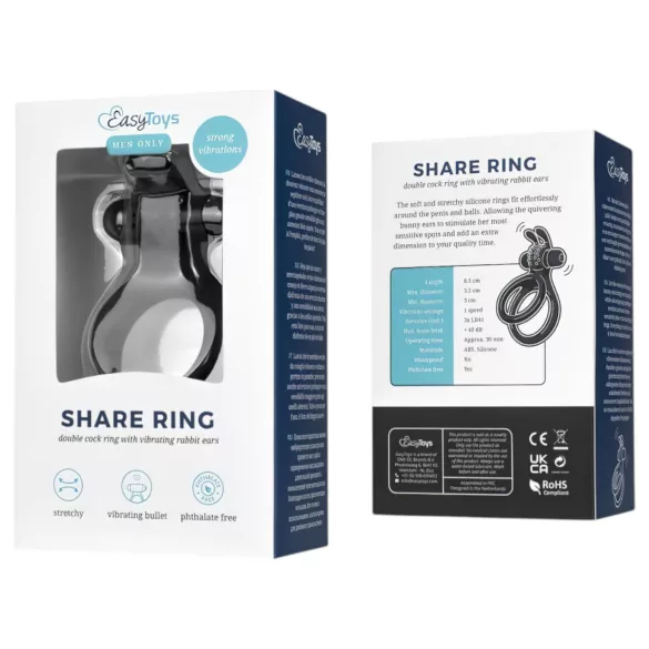 Easytoys Share Ring - vibrierender Penis- und Hodenring (schwarz)