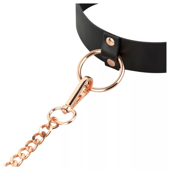Rosy Gold - Halsband und Leine (schwarz-roségold)