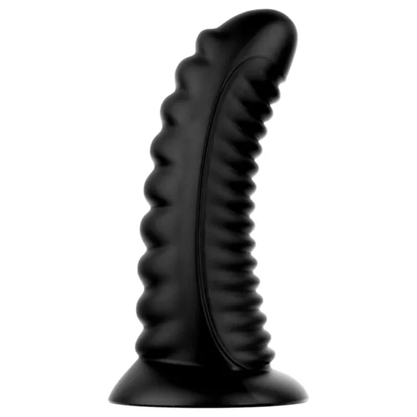 BUTTR Double Ribbed - riesiger gerippter Analplug (schwarz) - 26 cm
