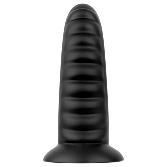 BUTTR Double Ribbed - riesiger gerippter Analplug (schwarz) - 26 cm